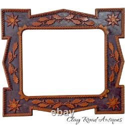 Antique Large Tramp Art Chip Carved Frame 1890 Folk Art Fine