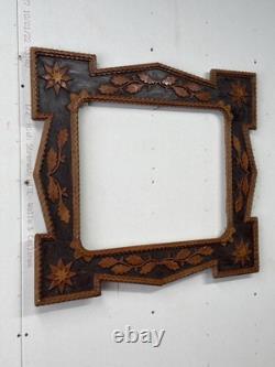 Antique Large Tramp Art Chip Carved Frame 1890 Folk Art Fine