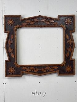 Antique Large Tramp Art Chip Carved Frame 1890 Folk Art Fine
