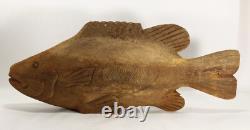 = Antique Lg Carved Driftwood Fish Figure American Folk Art