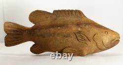 = Antique Lg Carved Driftwood Fish Figure American Folk Art