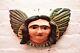 Antique Mexican Guerrero Folk Art Carved Wood Angel Putti Cherub Mask Signed