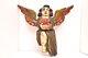 Antique Mexican Guerrero Folk Art Carved Wood Angel Putti Cherub Mask Vtg 18