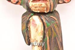 Antique MEXICAN GUERRERO FOLK ART CARVED WOOD ANGEL PUTTI Cherub MASK VTG 18