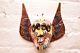 Antique Mexican Guerrero Folk Art Carved Wood Angel Skull Day Of The Dead Mask