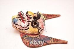 Antique MEXICAN GUERRERO FOLK ART CARVED WOOD ANGEL Skull Day of the dead MASK