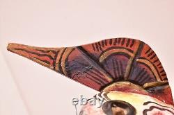 Antique MEXICAN GUERRERO FOLK ART CARVED WOOD ANGEL Skull Day of the dead MASK