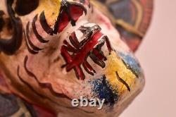 Antique MEXICAN GUERRERO FOLK ART CARVED WOOD ANGEL Skull Day of the dead MASK