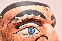 Antique MEXICAN GUERRERO FOLK ART CARVED WOOD BEARDED MAN FACE DANCE MASK
