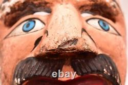 Antique MEXICAN GUERRERO FOLK ART CARVED WOOD BEARDED MAN FACE DANCE MASK