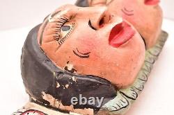 Antique MEXICAN GUERRERO FOLK ART CARVED WOOD Double ANGEL PUTTI Cherub MASK