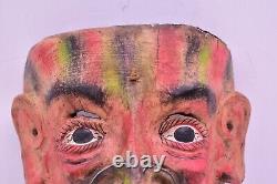 Antique MEXICAN GUERRERO FOLK ART CARVED WOOD MAN WITH MUSTACHE VTG DANCE MASK