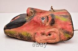 Antique MEXICAN GUERRERO FOLK ART CARVED WOOD MAN WITH MUSTACHE VTG DANCE MASK