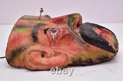 Antique MEXICAN GUERRERO FOLK ART CARVED WOOD MAN WITH MUSTACHE VTG DANCE MASK