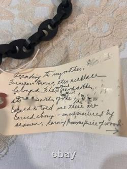 Antique Maritime Folk Art Black Carved Link Necklace /Mourning Style/Provenance