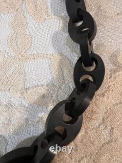 Antique Maritime Folk Art Black Carved Link Necklace /Mourning Style/Provenance