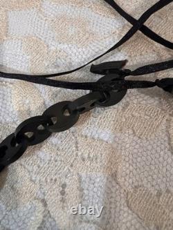Antique Maritime Folk Art Black Carved Link Necklace /Mourning Style/Provenance