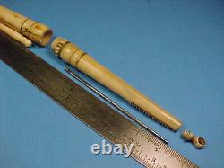 Antique Maritime Sailors Folk Art Carved Bone Needle Case Pendant Sewing Tool