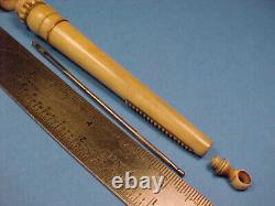 Antique Maritime Sailors Folk Art Carved Bone Needle Case Pendant Sewing Tool
