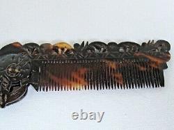 Antique Mexican Carved and Cut Out Aztec Warrior Folding Hair Comb