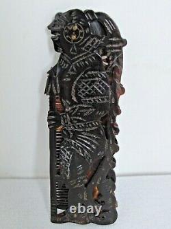 Antique Mexican Carved and Cut Out Aztec Warrior Folding Hair Comb