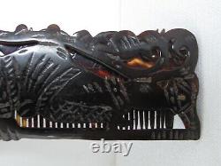 Antique Mexican Carved and Cut Out Aztec Warrior Folding Hair Comb