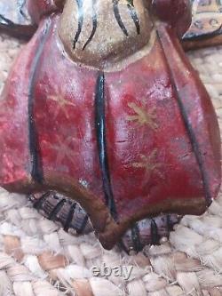 Antique Mexican Querrero Folk Art Angel Carved Wood Cherub