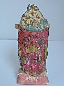 Antique Mexican Virgin Santa Hand Carved Original Paint 8 Tall 19th c