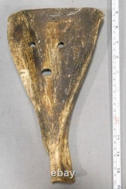 Antique Native American Carved Caribou Antler Mask Turtle Human Figure Folk Art
