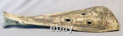 Antique Native American Carved Caribou Antler Mask Turtle Human Figure Folk Art