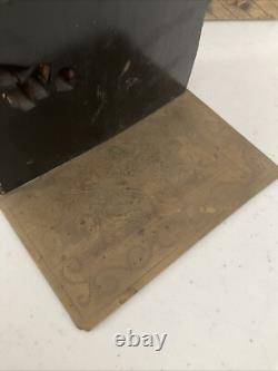 Antique Oriental Bookend Carved Folk Art Hand Carved Wood Village Carving 6