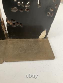 Antique Oriental Bookend Carved Folk Art Hand Carved Wood Village Carving 6