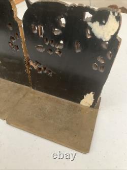 Antique Oriental Bookend Carved Folk Art Hand Carved Wood Village Carving 6