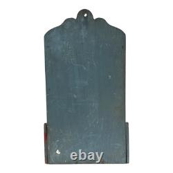 Antique Pennsylvania Dutch Folk Art Painted Wood Carved Spoon Rack Hanging Shelf