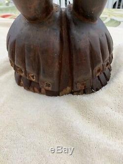 Antique Polynesian Tiki Hand Carved Wood God Statue Folk Art WOW