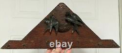 Antique Primitive Carved Bird Wooden Key & Coat Hanger Folk Art Hand Made Rare