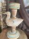 Antique Primitive Carved Candlestick Holder Wooden Folk Art Duck Decoy Handmade