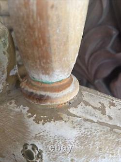 Antique Primitive Carved Candlestick Holder Wooden Folk Art Duck Decoy Handmade