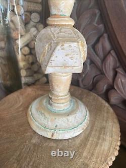 Antique Primitive Carved Candlestick Holder Wooden Folk Art Duck Decoy Handmade