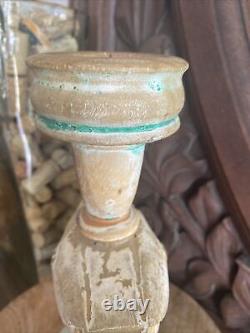 Antique Primitive Carved Candlestick Holder Wooden Folk Art Duck Decoy Handmade