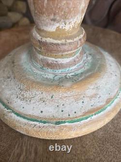 Antique Primitive Carved Candlestick Holder Wooden Folk Art Duck Decoy Handmade