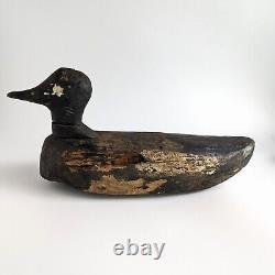 Antique Primitive Duck Decoy Hand Carved Painted Rustic Carving Folk Art Display