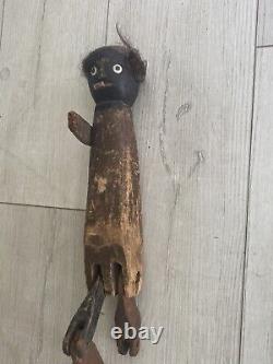 Antique Primitive Folk Art Carved Figure with Pipe