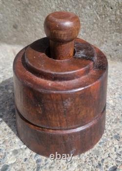 Antique Primitive Folk Art Carved Wood Pineapple Butter Mold Stamp