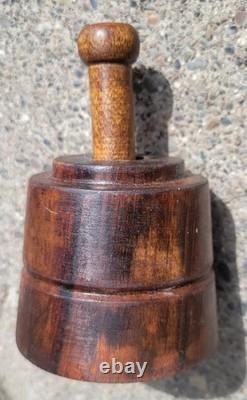 Antique Primitive Folk Art Carved Wood Pineapple Butter Mold Stamp