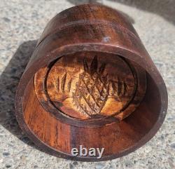 Antique Primitive Folk Art Carved Wood Pineapple Butter Mold Stamp