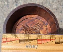 Antique Primitive Folk Art Carved Wood Pineapple Butter Mold Stamp