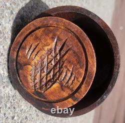 Antique Primitive Folk Art Carved Wood Pineapple Butter Mold Stamp