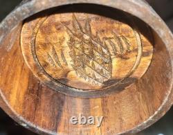 Antique Primitive Folk Art Carved Wood Pineapple Butter Mold Stamp