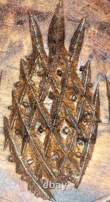 Antique Primitive Folk Art Carved Wood Pineapple Butter Mold Stamp